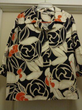 CHICOS TROPICAL DELIGHTS FLORALS COTTON JACKET 3 = 16/18